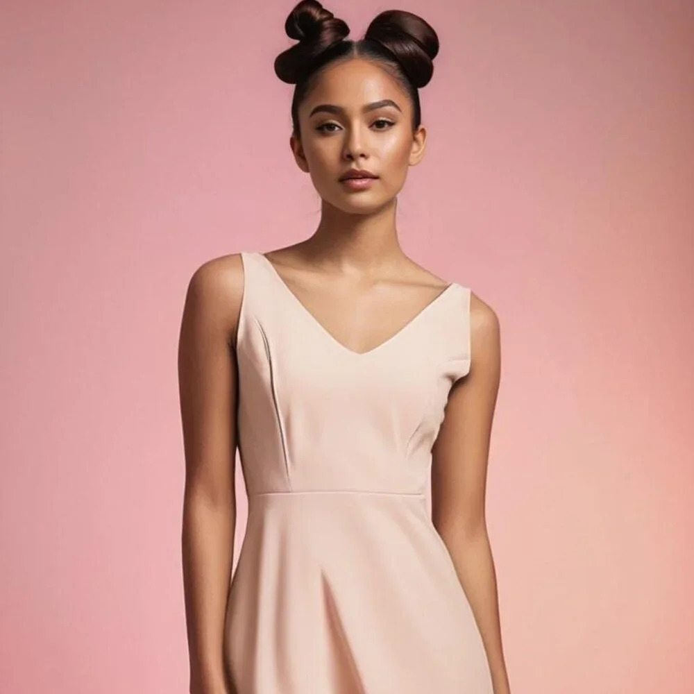Lulus Women's Medium Light Pink V-Neck‎ Darling Delight Skater Dress